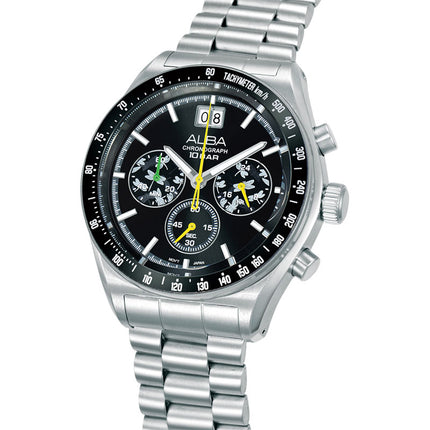 Alba Signa AU5025X2 Men Chronograph Black Dial Stainless Steel Strap + Extra Strap