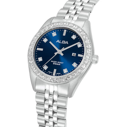 Alba Fashion AH7FD9X1 Ladies Analog Blue Dial Stainless Steel Strap