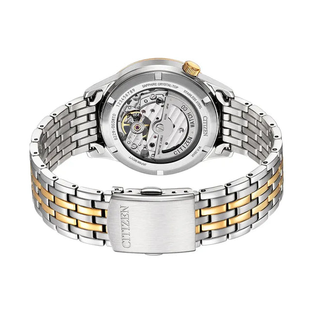 Citizen Mechanical NH9136-88H Men Open Heart Grey Dial Dual Tone Stainless Steel Strap