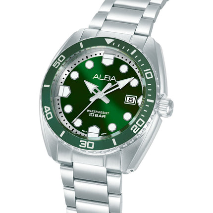 Alba Active AS9W23X1 Men Green Dial Stainless Steel Strap