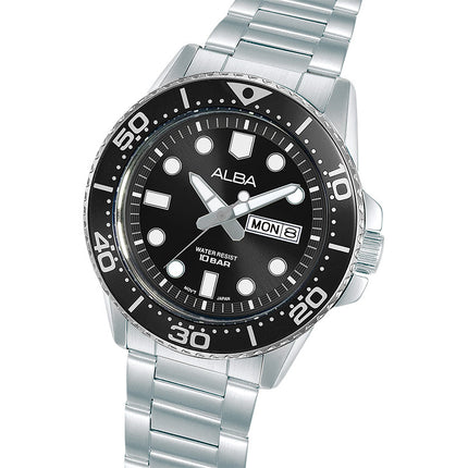 Alba Active AV3599X1 Men Black Dial Stainless Steel Strap