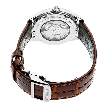 Seiko Presage SJE075J1 Craftsmanship White Enamel Dial Brown Leather Strap