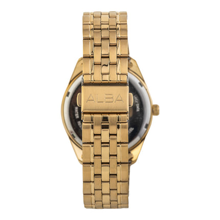 Alba AJ6186X1 Men Gold Dial Gold Stainless Steel Strap