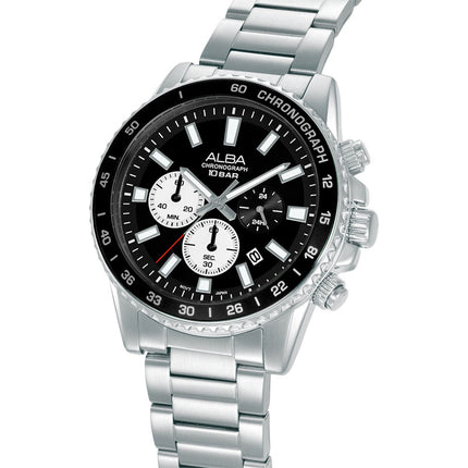 Alba Active AT3L17X1 Men Chronograph Black Dial Stainless Steel Strap