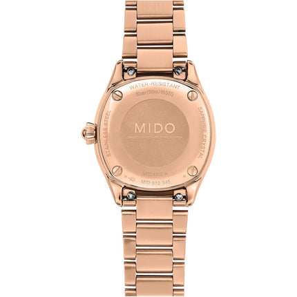 MIDO Belluna M024.110.33.296.00 Royal Lady Brown Dial Rose Gold Stainless Steel Strap