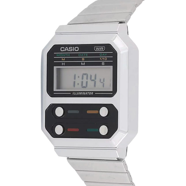 Casio General A100WE-1ADF Digital Dial Stainless Steel Band