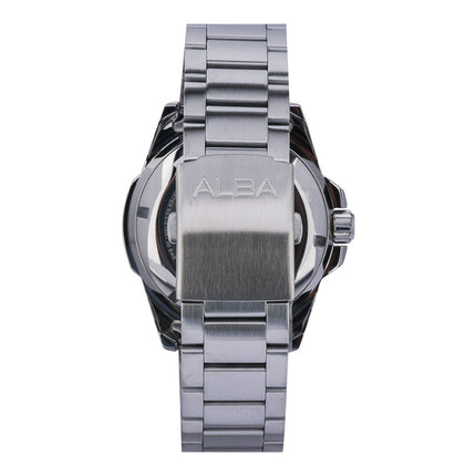 Alba Mechanical A3B017X1 Automatic Men Pepsi Black Pattern Dial Stainless Steel Strap