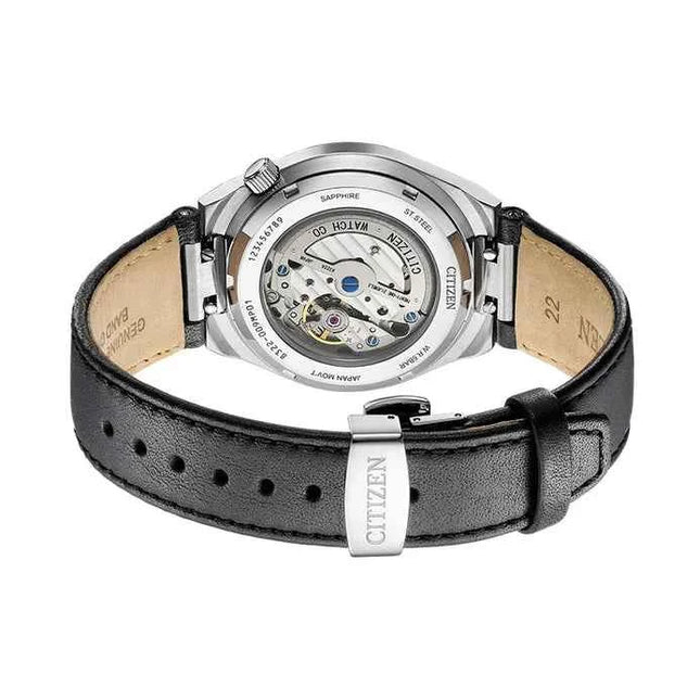 Citizen Mechanical NK5010-01H Tsuyosa Small Second Automatic Men Grey Dial Black Leather Strap