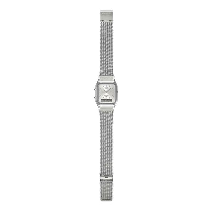 Casio General AQ-230EM-7ADF Vintage White Digital Analog Dial Stainless Steel Mesh Band