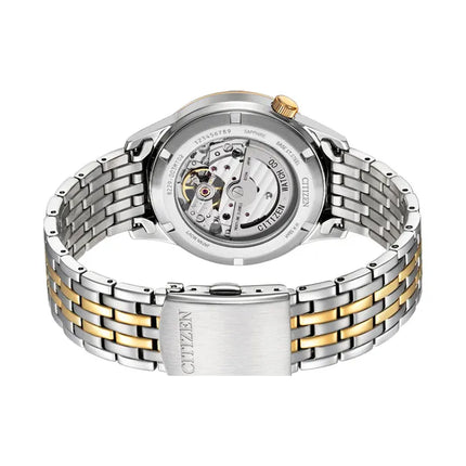 Citizen Mechanical NH9136-88A Men Open Heart Beige Dial Dual Tone Stainless Steel Strap