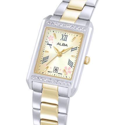Alba Signa AH7EZ9X1 Ladies Champagne Gradation Dial Dual Tone Stainless Steel Strap