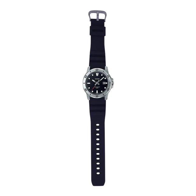 Casio General MTP-VD01-1EVUDF Men Black Dial Black Resin Band