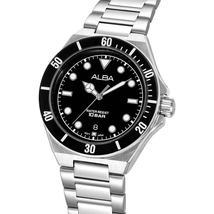 Alba Active AS9W19X1 Men Black Dial Stainless Steel Strap
