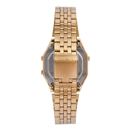 Casio General LA680WGA-9BDF Ladies Black Digital Dial Gold Stainless Steel Band