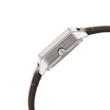 Casio General LTP-V007L-7B2UDF Tank White Dial Brown Leather Band