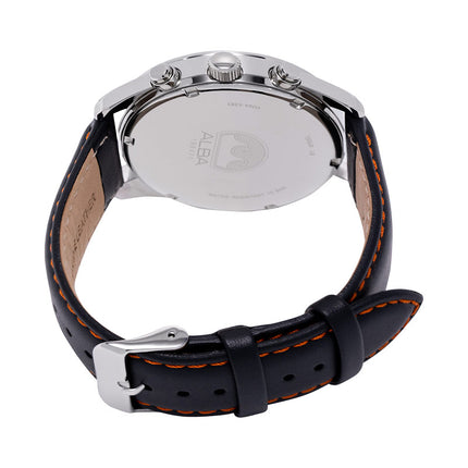 Alba Active AT3H65X1 Chronograph Men Black Dial Black Leather Strap
