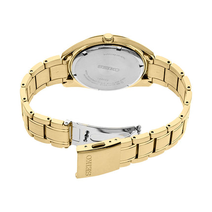 Seiko Classic SUR314P1 Discover More White Dial Gold Stainless Steel Strap