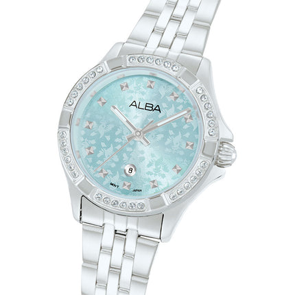 Alba Signa AH7EE3X1 Ladies Light Blue Dial Stainless Steel Strap