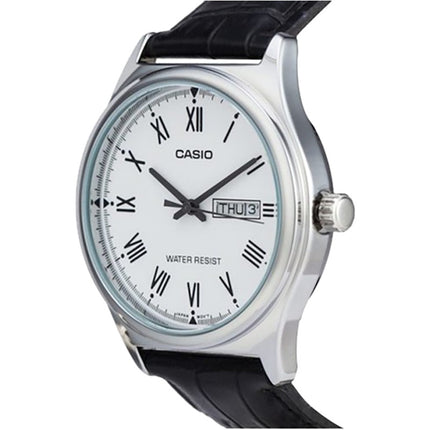 Casio General LTP-V006L-7BUDF Ladies White Dial Black Leather Band