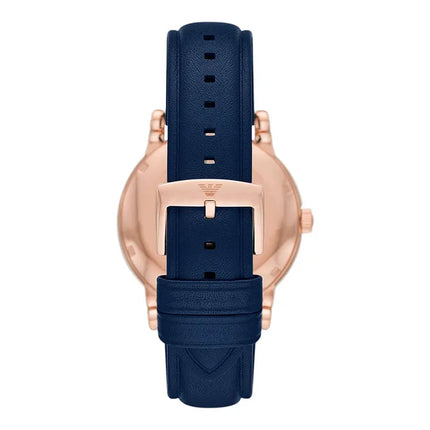 Emporio Armani Automatic AR60050 Meccanico Men Skeleton Dial Blue Leather Strap