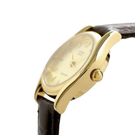 Casio General LTP-1094Q-9ARDF Enticer Ladies Gold Dial Brown Leather Band