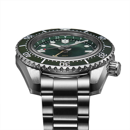 Seiko Prospex SPB381J1 Baby Marinemaster GMT Green Dial Stainless Steel Strap