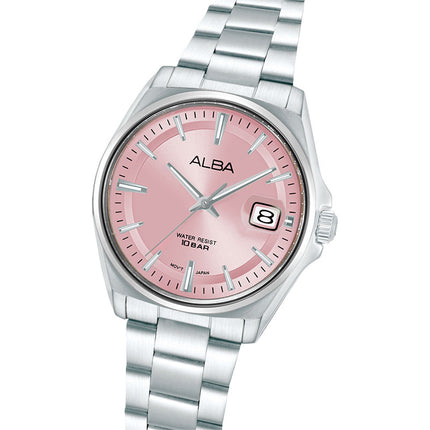 Alba Active AS9V97X1 Pink Dial Stainless Steel Strap