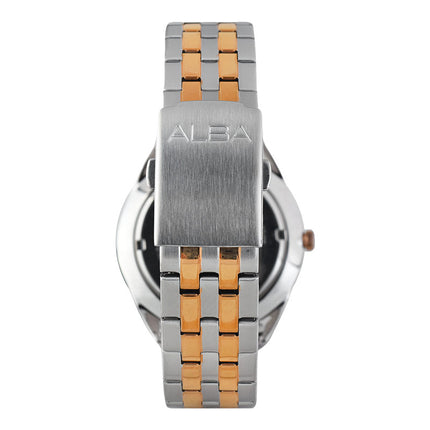 Alba Prestige AS9L08X1 Men Silver White Dial Dual Tone Stainless Steel Strap