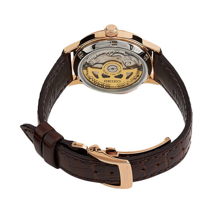 Seiko Presage SRP852J1 Automatic Bellini Cocktail Ladies Series Silver Dial Brown Leather Strap