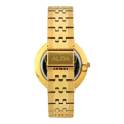Alba Prestige AS9D72X1 Man White Dial Gold Stainless Steel Strap