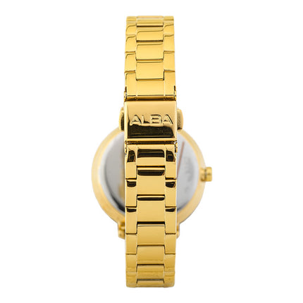 Alba Fashion AG8J60X1 Ladies Silver Dial Gold Stainless Steel Strap