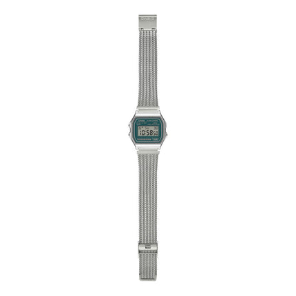 Casio General A158WEM-3DF Vintage Digital Dial Mesh Stainless Steel Band