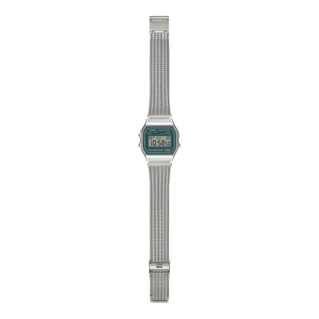 Casio General A158WEM-3DF Vintage Digital Dial Mesh Stainless Steel Band