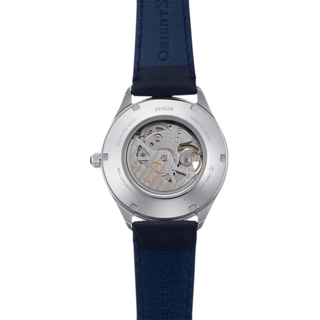 Orient Star RE-AT0203L Open Heart Light Blue Dial Blue Leather Strap