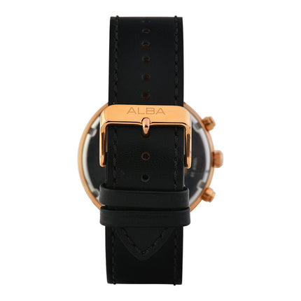 Alba AT3F14X1 Man White Dial Black Leather Strap