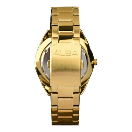 Alba AS9Q76X1 Silver Dial Gold Stainless Steel Strap