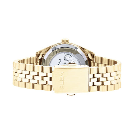 Alba Mechanical AL4796X1 Ladies Automatic Light Champagne Dial Gold Stainless Steel Strap