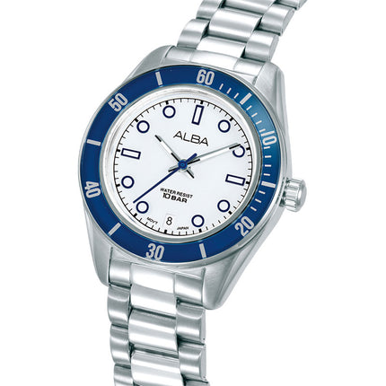 Alba Active AG8Q63X1 Ladies Analog Matte White Dial Stainless Steel Strap