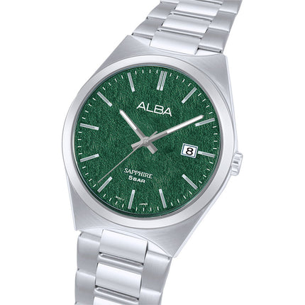 Alba Prestige AS9V81X1 Men Sapphire Green Dial Stainless Steel Strap