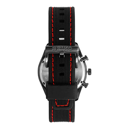 Seiko Chronograph SSC777P1 Solar Men Black Dial Black Rubber Strap