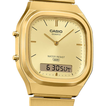 Casio General AQ-240EG-9ADF Vintage Gold Digital Analog Dial Gold Stainless Steel Band