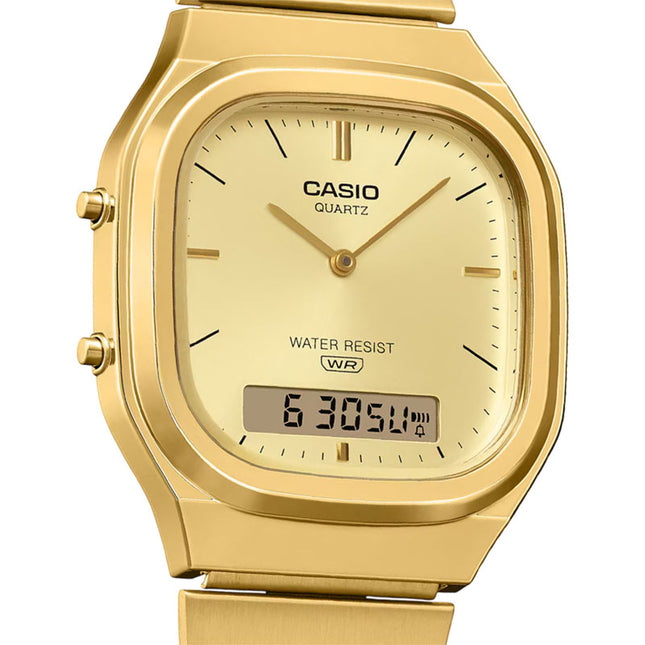 Casio General AQ-240EG-9ADF Vintage Gold Digital Analog Dial Gold Stainless Steel Band