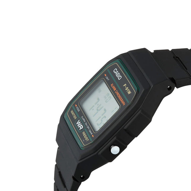 Casio General F-91W-3DG Digital Dial Black Resin Band