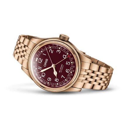 Oris Big Crown 01-754-7741-3168-07-8-20-01 Pointer Date Bronze Red Dial Rose Gold St. Steel Strap