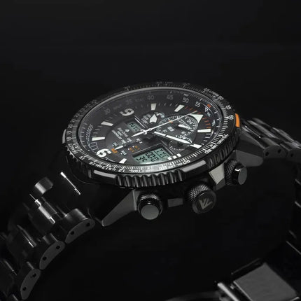 Citizen Promaster JY8085-81E Skyhawk Eco Drive Men Analog Digital Dial Black Stainless Steel Strap