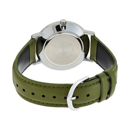 Casio General MTP-VT01L-3BUDF Men Silver Dial Green Leather Band