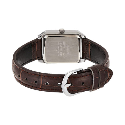 Casio General LTP-V007L-7B2UDF Tank White Dial Brown Leather Band