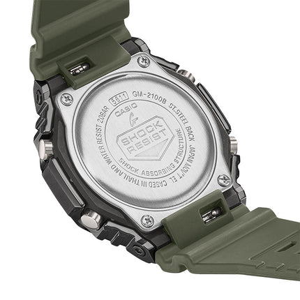 Casio G-Shock GM-2100B-3ADR CasiOak Metal Covered Green Analog Digital Dial Green Olive Resin Band