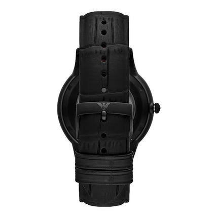 Emporio Armani Automatic AR60046 Meccanico Men Open Heart Black Dial Black Leather Strap