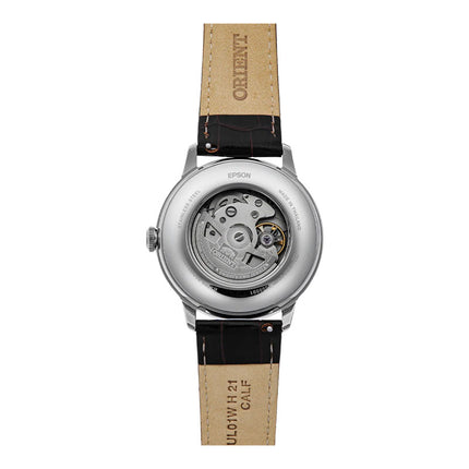 Orient Classic RA-AK0807R Bambino Automatic Sun & Moon Bordeaux Dial Brown Leather Strap